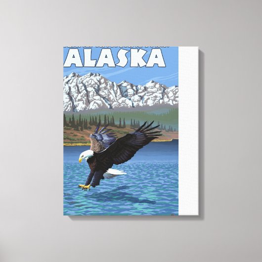 Bald Eagle Diving - Nationaal Park Denali, Alaska Canvas Afdruk (Voorkant)