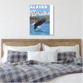 Bald Eagle Diving - Nationaal Park Denali, Alaska Canvas Afdruk (Insitu (Slaapkamer))