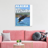 Bald Eagle Diving - Nationaal Park Denali, Alaska Canvas Afdruk (Insitu (Woonkamer))