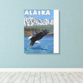 Bald Eagle Diving - Nationaal Park Denali, Alaska Canvas Afdruk (Insitu (Houten vloer))