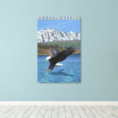 Bald Eagle Diving - Nationaal Park Yellowstone Canvas Afdruk (Insitu (Houten vloer))