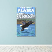 Bald Eagle Diving - Petersburg, Alaska Canvas Afdruk (Insitu (Houten vloer))
