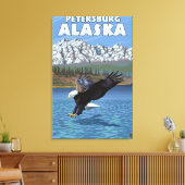 Bald Eagle Diving - Petersburg, Alaska Canvas Afdruk (Insitu (Woonkamer))