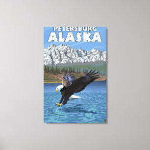 Bald Eagle Diving - Petersburg, Alaska Canvas Afdruk