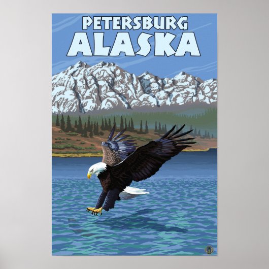 Bald Eagle Diving - Petersburg, Alaska Poster (Voorkant)