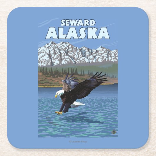 Bald Eagle Diving - Seward, Alaska Kartonnen Onderzetters (Voorkant)