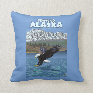 Bald Eagle Diving - Seward, Alaska Kussen