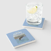 Bald Eagle Diving - Seward, Alaska Stenen Onderzetter (Zijkant)