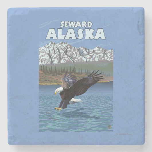 Bald Eagle Diving - Seward, Alaska Stenen Onderzetter (Voorkant)