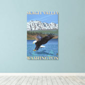 Bald Eagle Diving - Skagit Valley, Washington Canvas Afdruk (Insitu (Houten vloer))