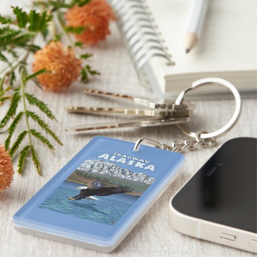 Bald Eagle Diving - Skagway, Alaska Sleutelhanger (Voorkant Rechts)