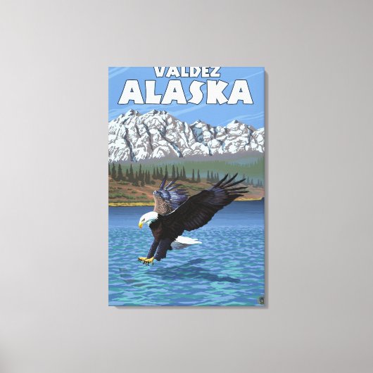 Bald Eagle Diving - Valdez, Alaska Canvas Afdruk (Voorkant)