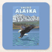 Bald Eagle Diving - Valdez, Alaska Kartonnen Onderzetters (Voorkant)