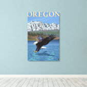 Bald Eagle Diving — Vintage Travel Poster Canvas Afdruk (Insitu (Houten vloer))