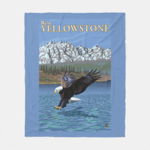 Bald Eagle Diving - West Yellowstone, MT Fleece Deken