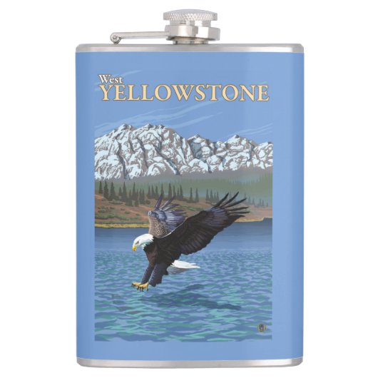Bald Eagle Diving - West Yellowstone, MT Heupfles (Voorkant)