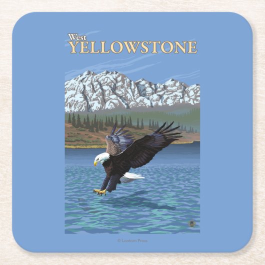 Bald Eagle Diving - West Yellowstone, MT Kartonnen Onderzetters (Voorkant)