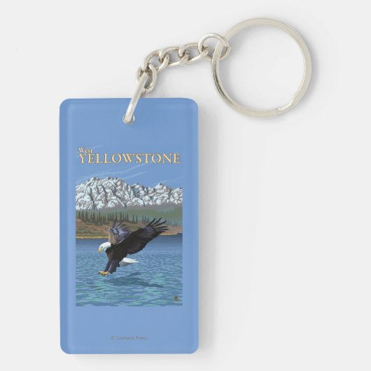 Bald Eagle Diving - West Yellowstone, MT Sleutelhanger (achterkant)