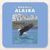 Bald Eagle Diving - Wrangell, Alaska Kartonnen Onderzetters (Voorkant)