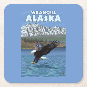 Bald Eagle Diving - Wrangell, Alaska Kartonnen Onderzetters
