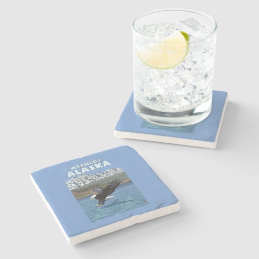 Bald Eagle Diving - Wrangell, Alaska Stenen Onderzetter (Zijkant)