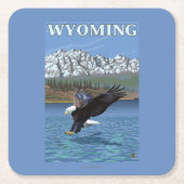 Bald Eagle Diving - Wyoming Kartonnen Onderzetters (Voorkant)