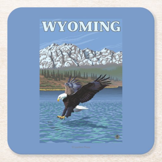 Bald Eagle Diving - Wyoming Kartonnen Onderzetters (Voorkant)