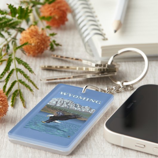 Bald Eagle Diving - Wyoming Sleutelhanger (Voorkant Rechts)