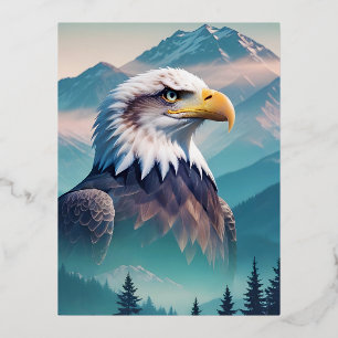 Bald Eagle Double Exposure Dierlijke Natuur Wilder Folie Feestdagen Briefkaart
