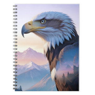 Bald Eagle Double Exposure Dierlijke Natuur Wilder Notitieboek