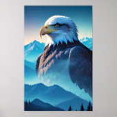 Bald Eagle Double Exposure Dierlijke Natuur Wilder Poster (Voorkant)