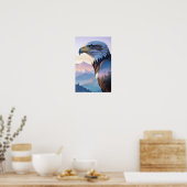 Bald Eagle Double Exposure Dierlijke Natuur Wilder Poster (Keuken)