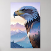 Bald Eagle Double Exposure Dierlijke Natuur Wilder Poster (Voorkant)