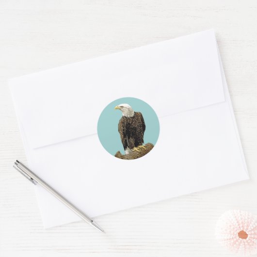 Bald Eagle Drawing Ronde Sticker (Envelop)