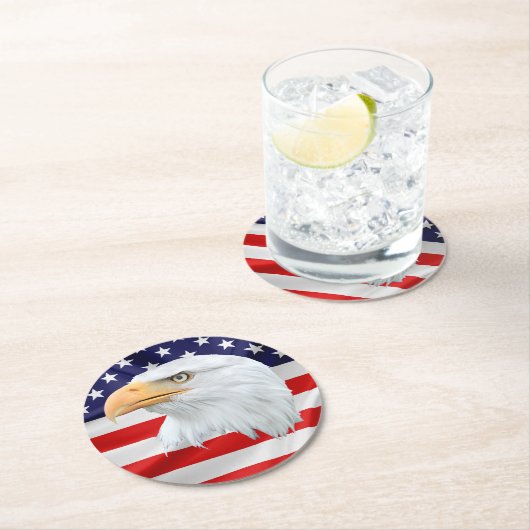 Bald Eagle elegant patriotic Ronde Kartonnen Onderzetter (Insitu)