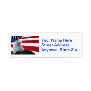 Bald Eagle en American Flag Adresetiketten Etiket