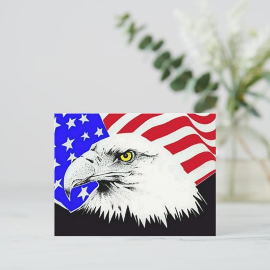 Bald Eagle en American Flag Briefkaart (Staand voorkant)