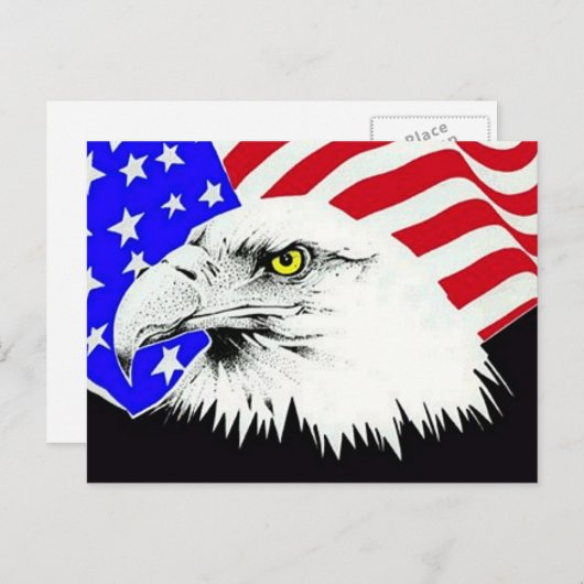 Bald Eagle en American Flag Briefkaart (Voorkant / Achterkant)