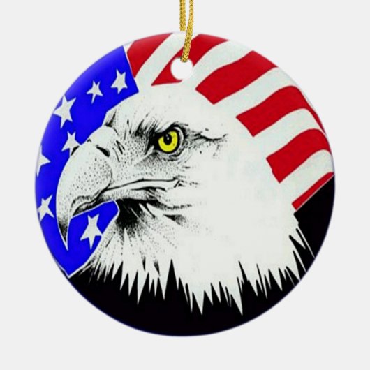 Bald Eagle en American Flag Ornament (Voorkant)