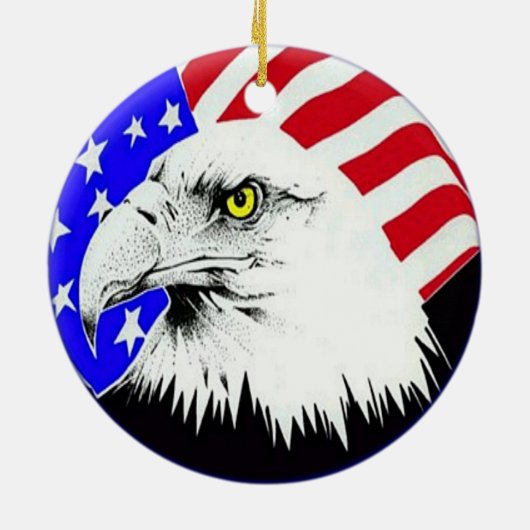 Bald Eagle en American Flag Ornament (Achterkant)