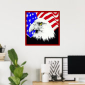 Bald Eagle en American Flag Poster (Thuiskantoor)