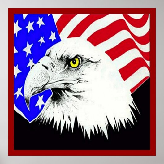 Bald Eagle en American Flag Poster (Voorkant)