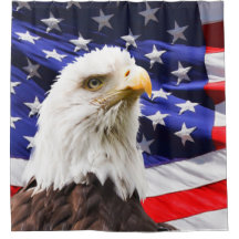 Bald Eagle en American Flag Shower Curtain