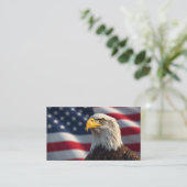 Bald Eagle en Amerikaanse vlag patriottisch Visitekaartje (Staand voorkant)