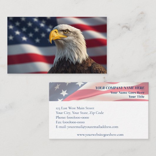 Bald Eagle en Amerikaanse vlag patriottisch Visitekaartje (Voorkant / Achterkant)
