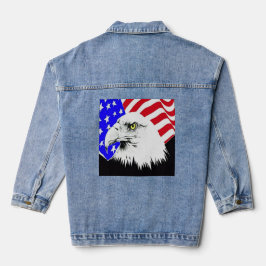 Bald Eagle en Amerikaanse vlag Vrouwen Denim Jacket