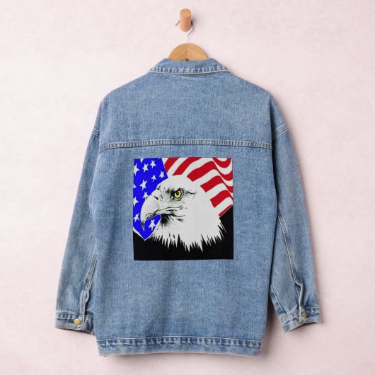 Bald Eagle en Amerikaanse vlag Vrouwen Denim Jacket (Hangar)