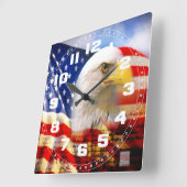 Bald Eagle en de Amerikaanse Flag Square Wall Cloc Vierkante Klok (Hoek)