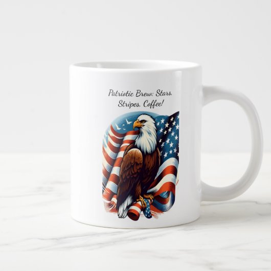 Bald Eagle en de Amerikaanse vlag Grote Koffiekop (Rechts)
