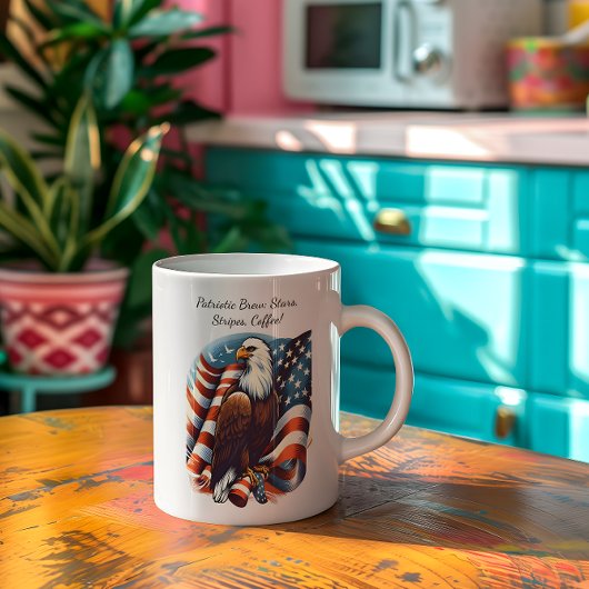 Bald Eagle en de Amerikaanse vlag Grote Koffiekop